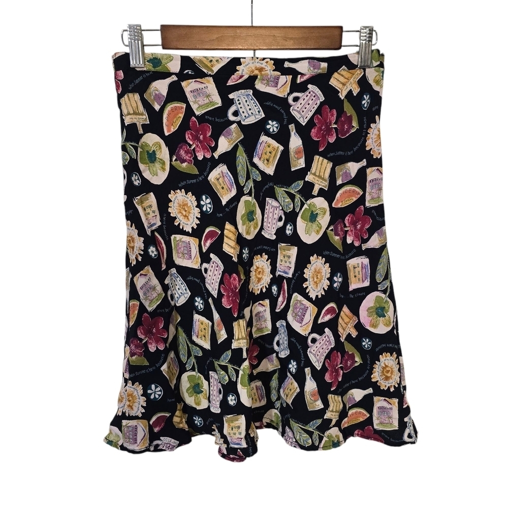 David Dart Collection Vintage 90s Whimsigoth Tea Party Floral Mini Skirt Small